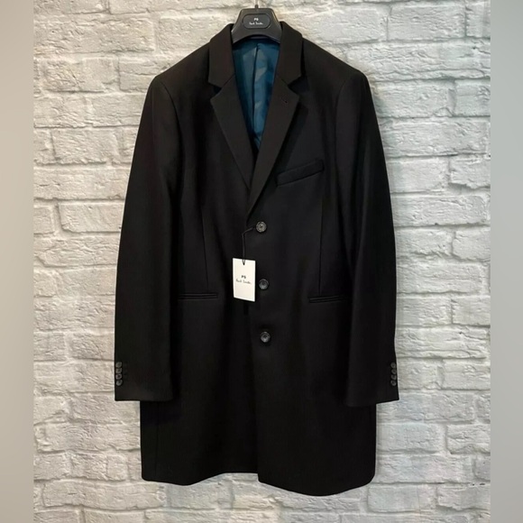 NWT PS Paul Smith Mens SB Overcoat Black Wool Cashmere Sz XXL - Picture 4 of 10